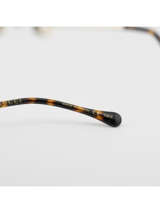 Gucci GG1021S 002 Sunglasses Black with Gold Square Frame, Grey Gradient Lenses main image 7